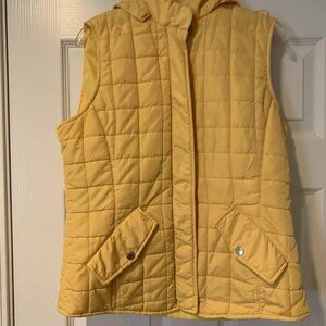 JONES NEW YORK Women's Signature Quilted Yellow Full Zip Snap Front Vest Size M